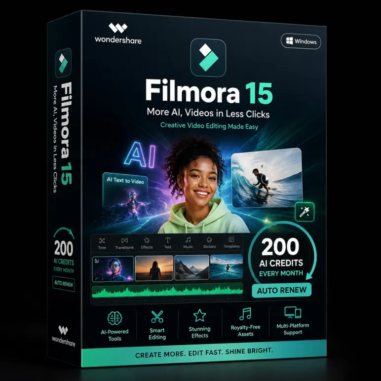 Filmora 15 Account with Ai Credit Lifetime
