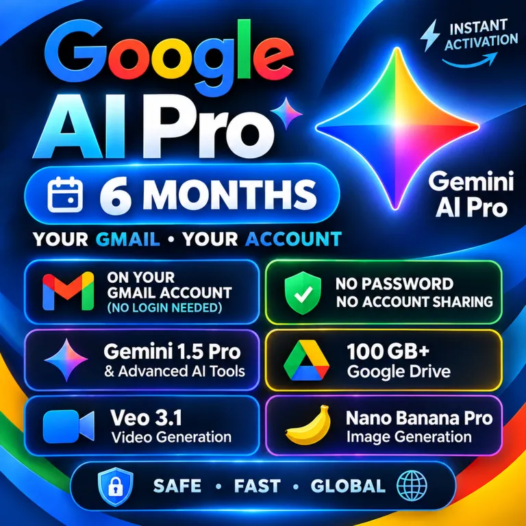 Google AI Pro (6 месяцев) | Gemini 3.5 Pro | Veo 3.1 |Nano Banana Pro |Хранилище 5ТБ