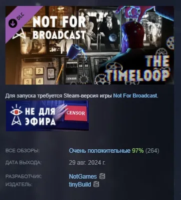 Not For Broadcast: The Timeloop DLC STEAM GIFT РОССИЯ