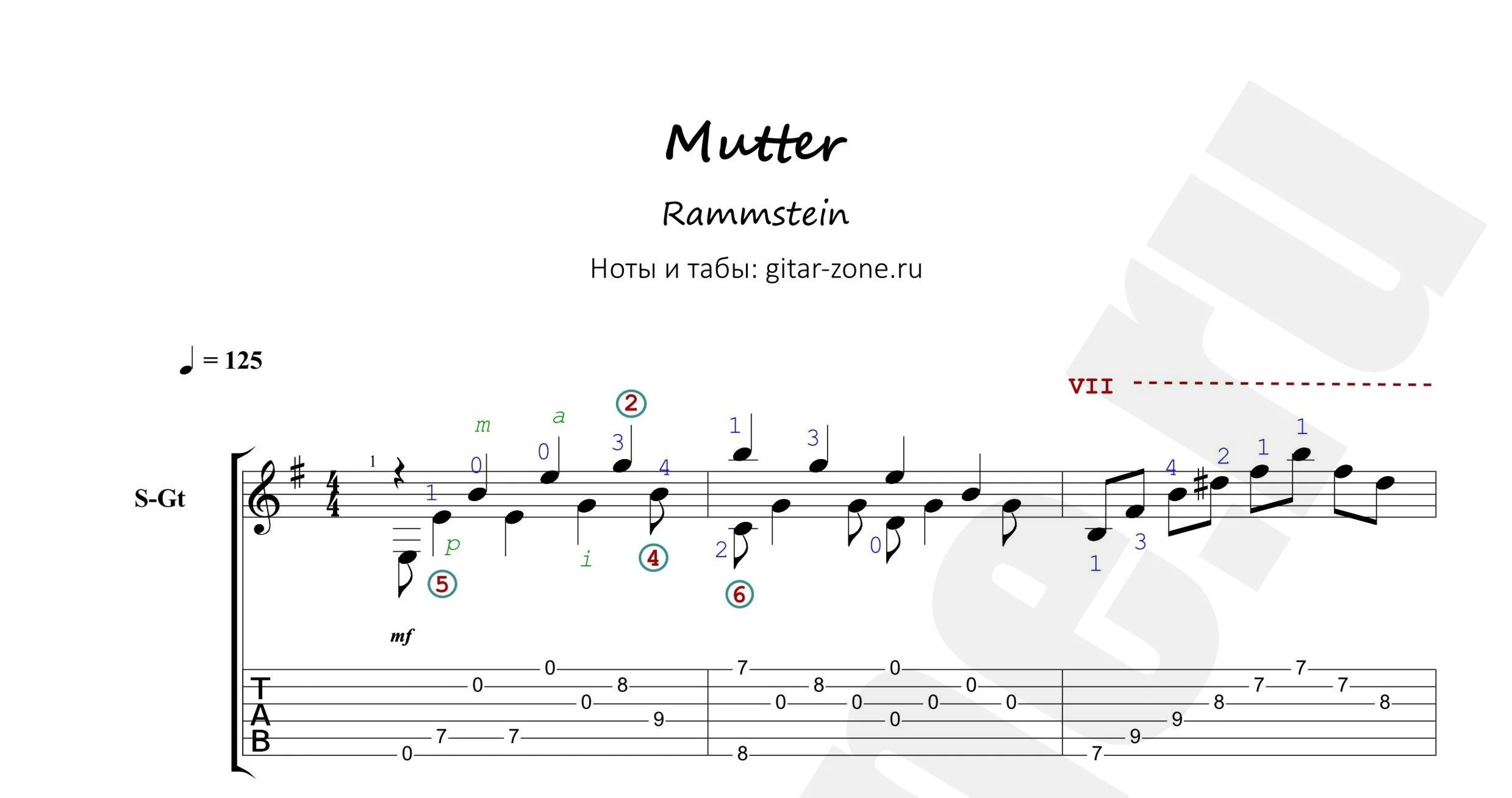 Rammstein - Mutter (версия 2016г). Ноты и табы