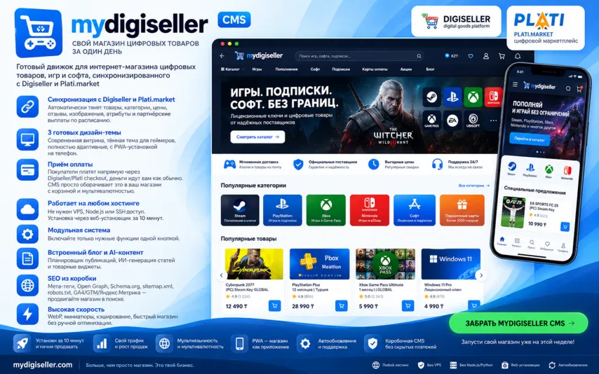 Скрипт магазина игровых аккаунтов от Mydigiseller.ru 2026