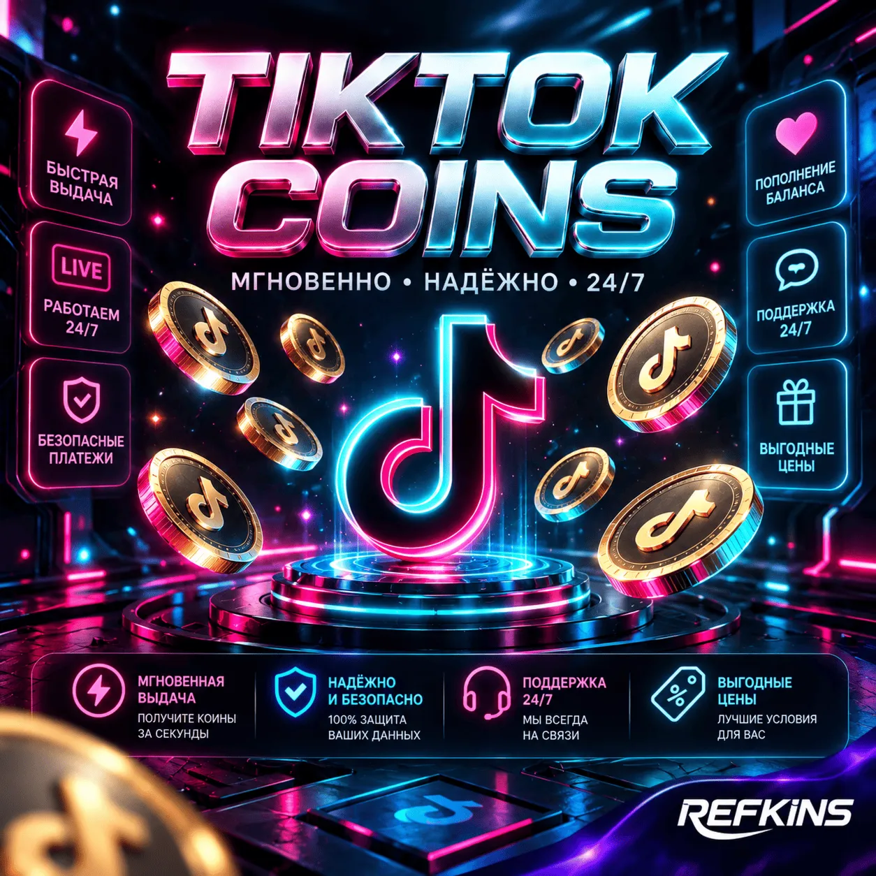 TikTok МОНЕТЫ ПОПОЛНЕНИЕ | КОИНЫ ВСЕ РЕГИОНЫ
