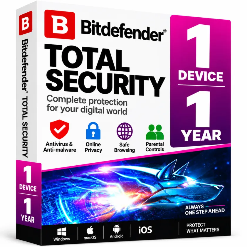 Ключ Bitdefender Total Security на 1 устройство на 1 го