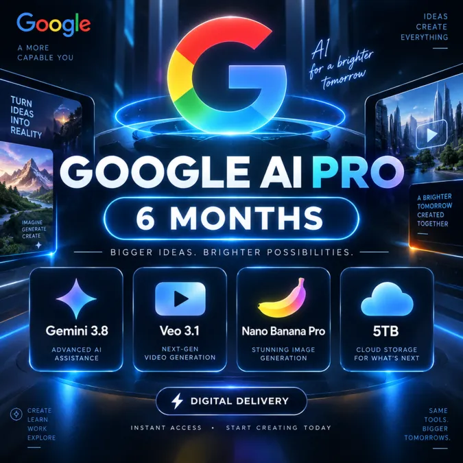 GOOGLE AI PRO (6 месяцев) Gemini 3.8 | Nano Banana Pro | Veo 3.1 | Хранилище 5 ТБ