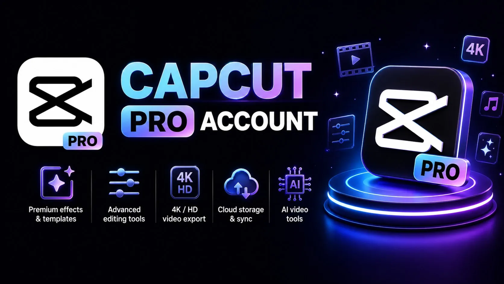 🎬 CapCut Pro 30Д | 4K Экспорт | Без водяного знака | AI