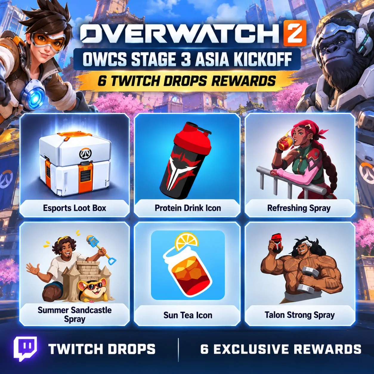 OVERWATCH 2 | TWITCH DROPS | 6 НАГРАД | OWCS ASIA | МГНОВЕННАЯ ДОСТАВКА