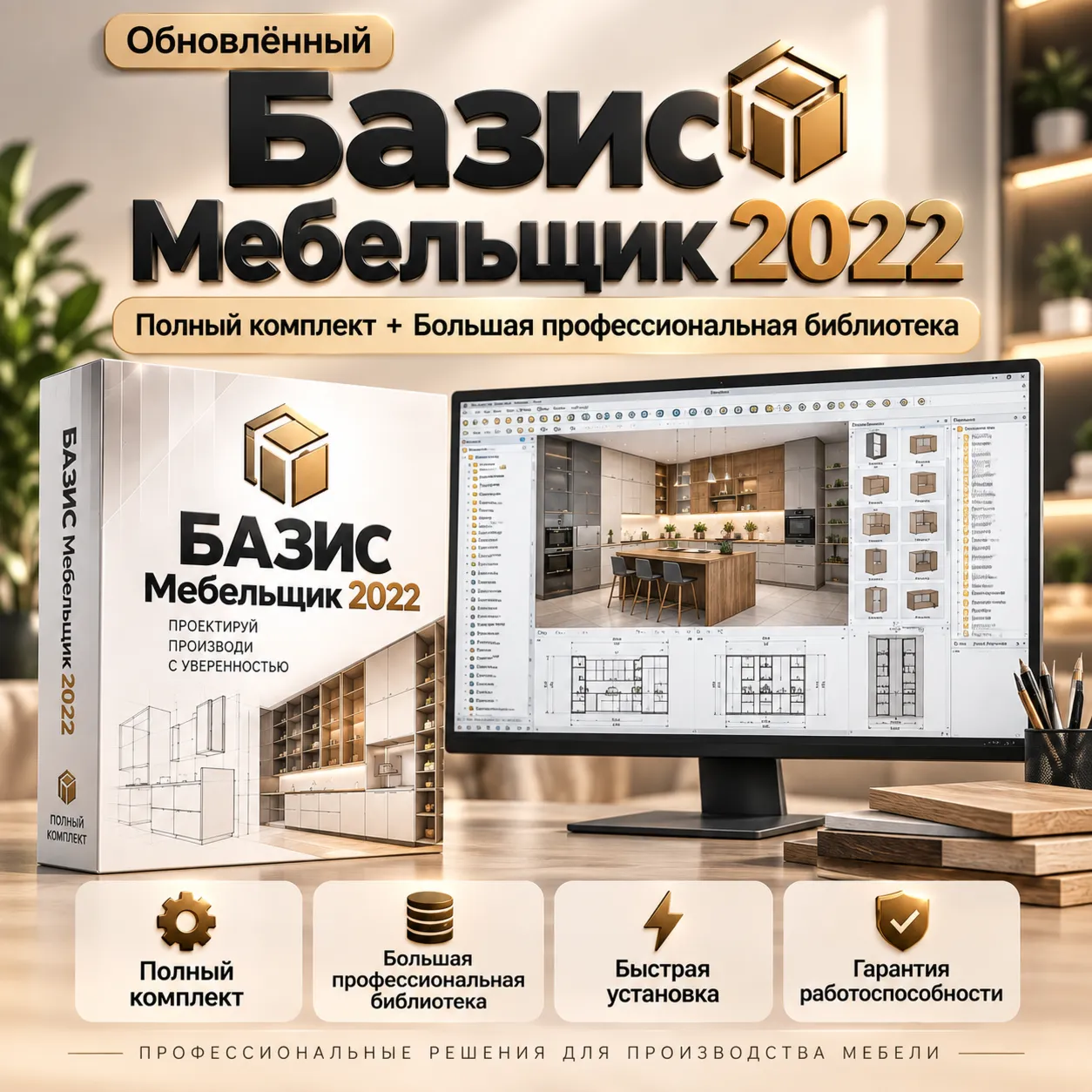 Обновлённый БАЗИС Мебельщик 2022 + Профессиональная библиотека