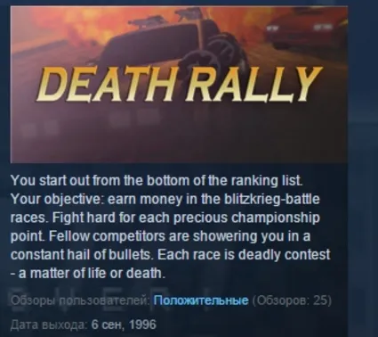Death Rally (Classic) STEAM KEY REGION GLOBAL+РОССИЯ