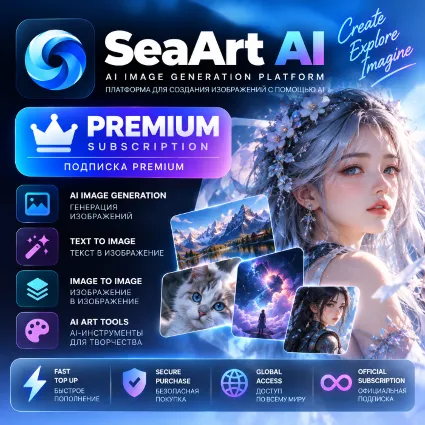 SeaArt AI Premium | AI Генератор изображений | Подписка / Продление / Пополнение акка