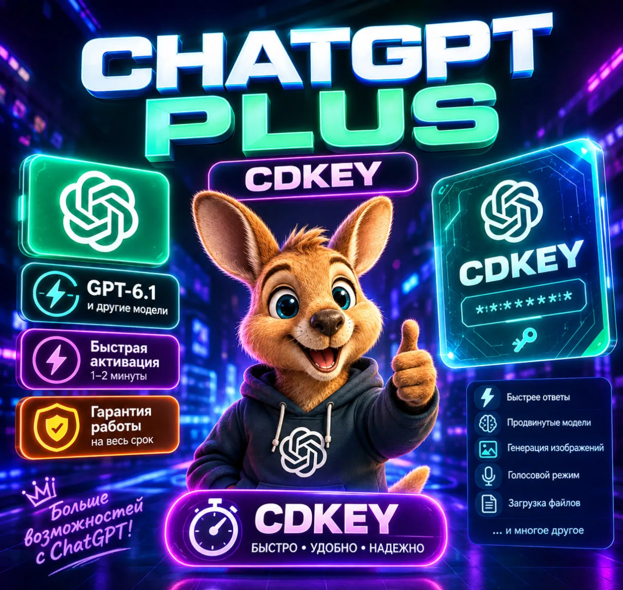 [24/7 АВТО] Chat GPT GO | PLUS 6.1 ASTRA | На ваш аккаунт — 1 месяц