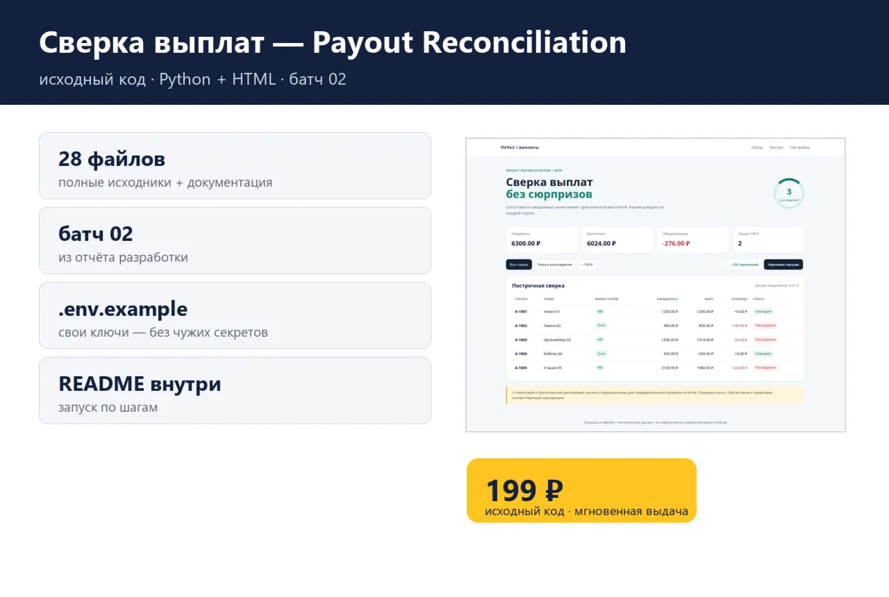 Сверка выплат — Payout Reconciliation — исходный код