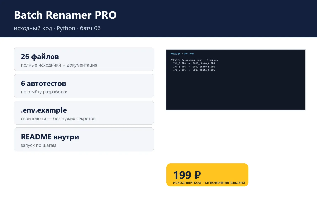 Batch Renamer PRO — исходный код