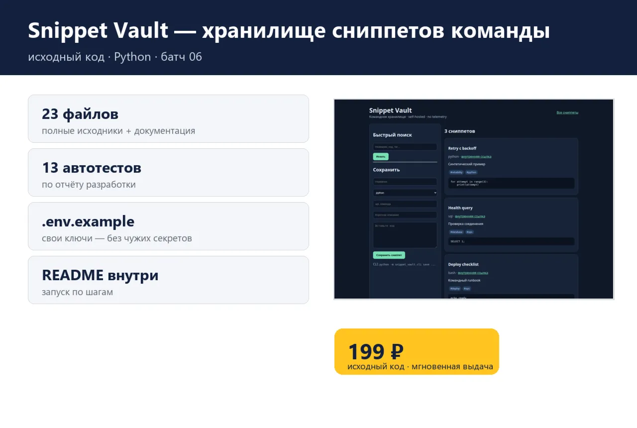 Snippet Vault — хранилище сниппетов команды — исходный код