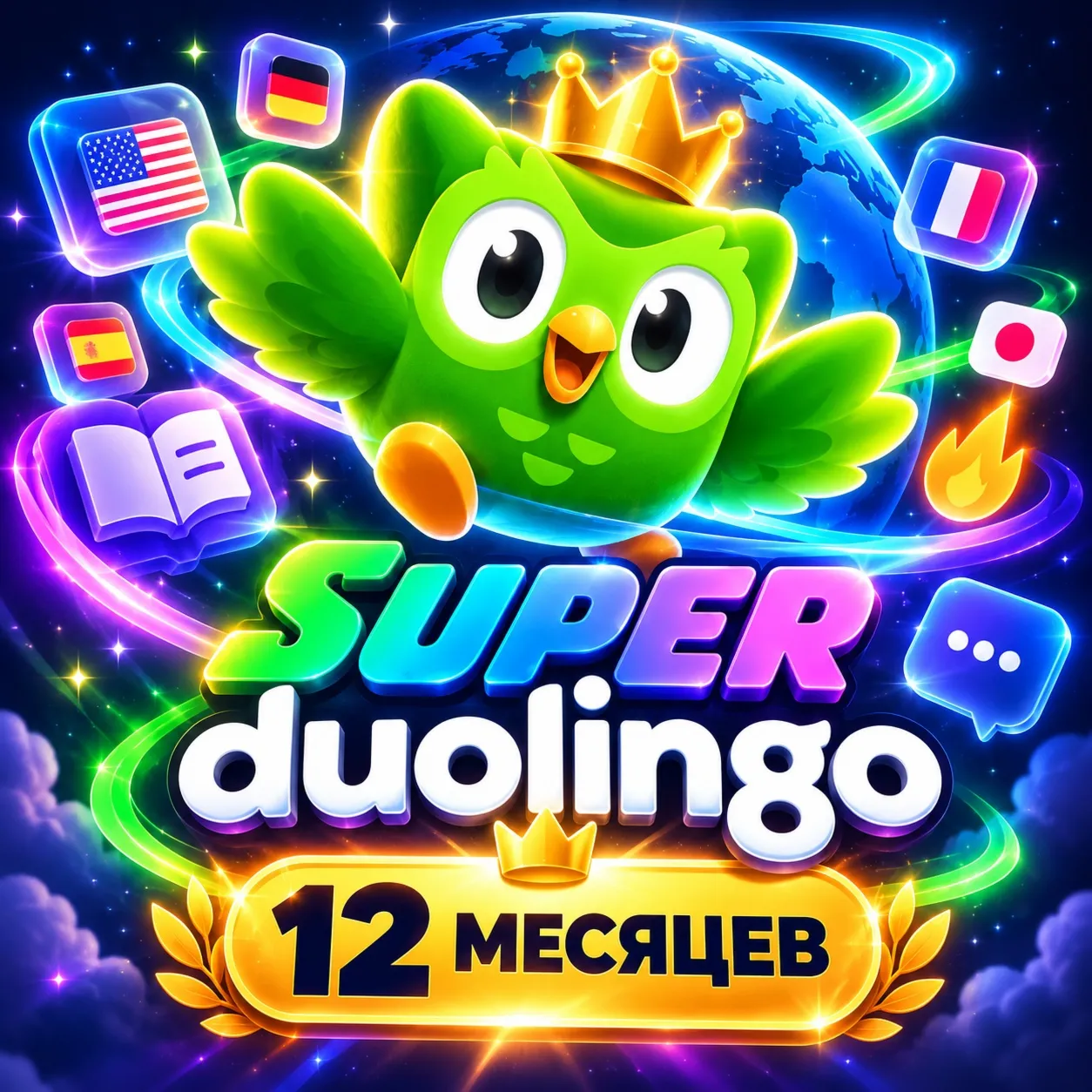 DUOLINGO SUPER | 12 МЕСЯЦЕВ | НА ВАШ АККАУНТ ЛЮБОЙ РЕГИОН [АВТОВЫДАЧА]