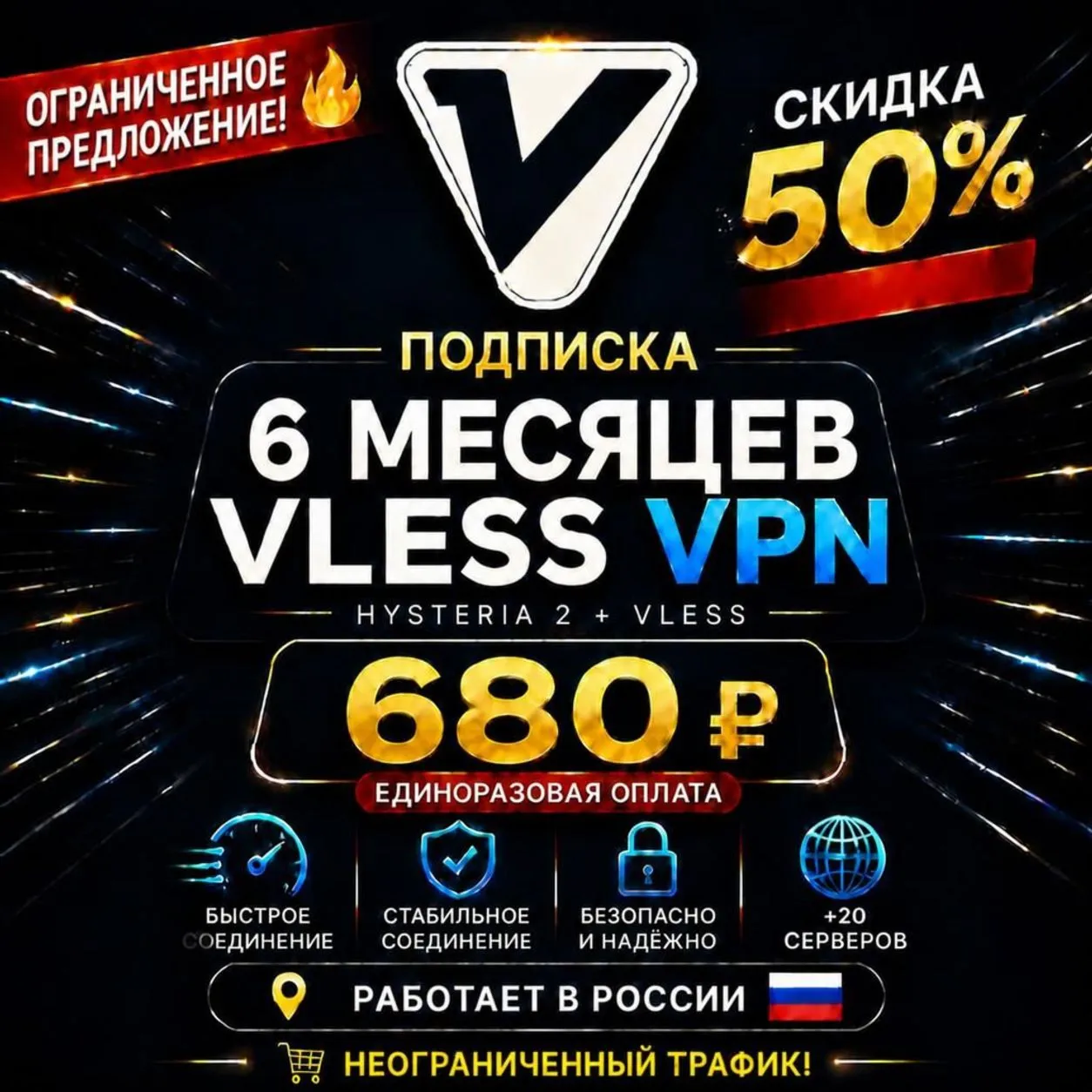 6 МЕС VPN VLESS |HAPP| ГЕРМАНИЯ США +10|БЕЗЛИМИТНЫЙ XRAY| HIDDIFY TELEGRAM GPT