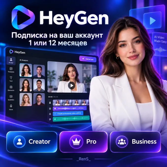 🎬️HeyGen | Подписка на ВАШ АККАУНТ без входа 1/12 месяцев 🆕