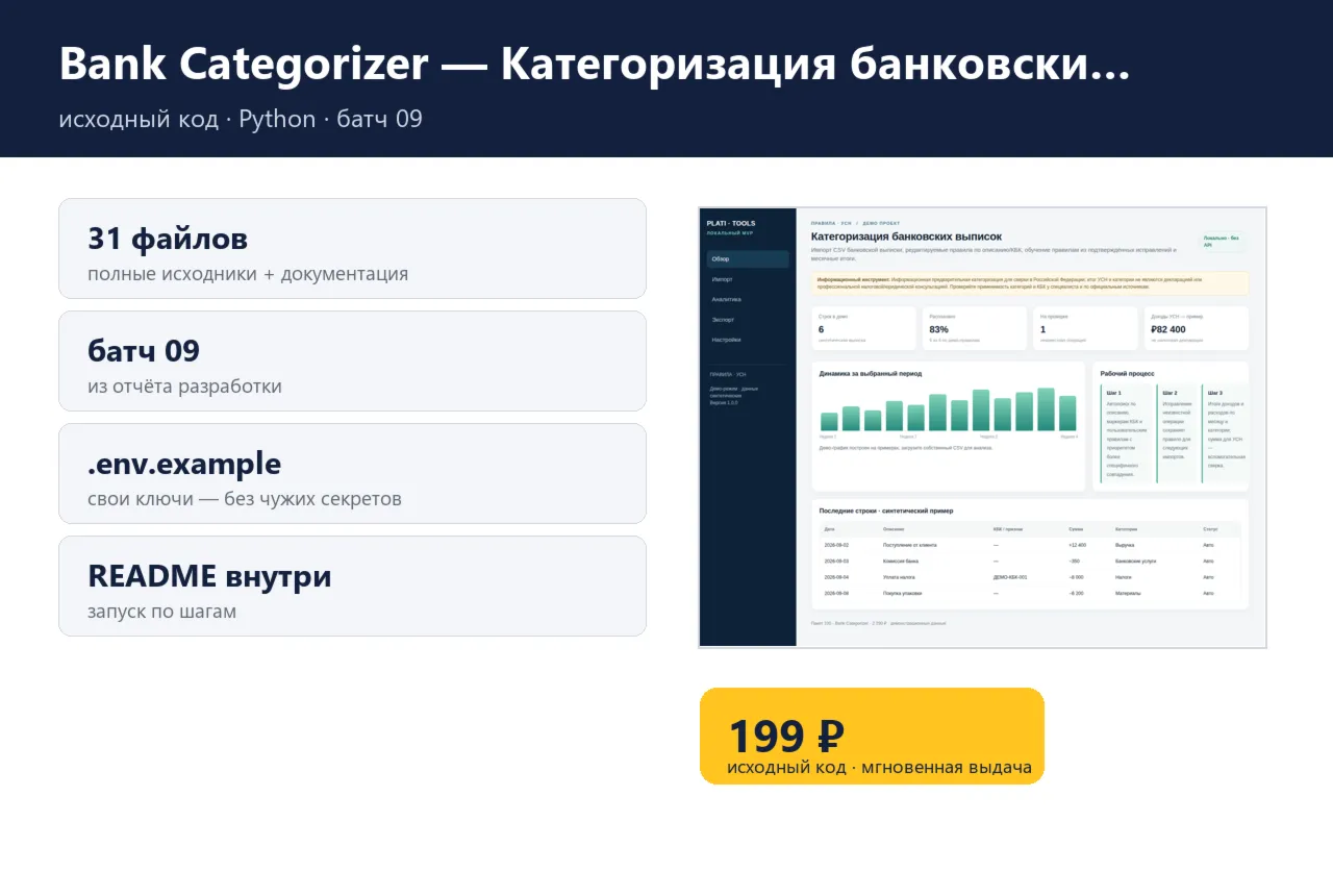 Bank Categorizer — Категоризация банковских выписок — исходный код