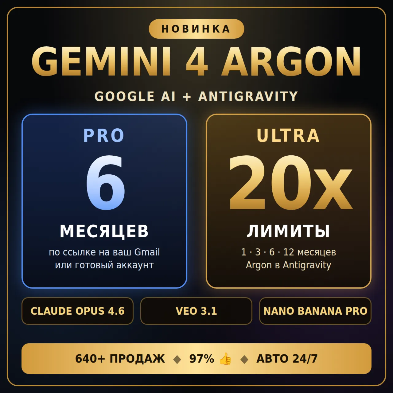 Antigravity + Google AI PRO / ULTRA | Gemini 4 Argon | Claude Opus 4.6 | ЛИЧНЫЙ
