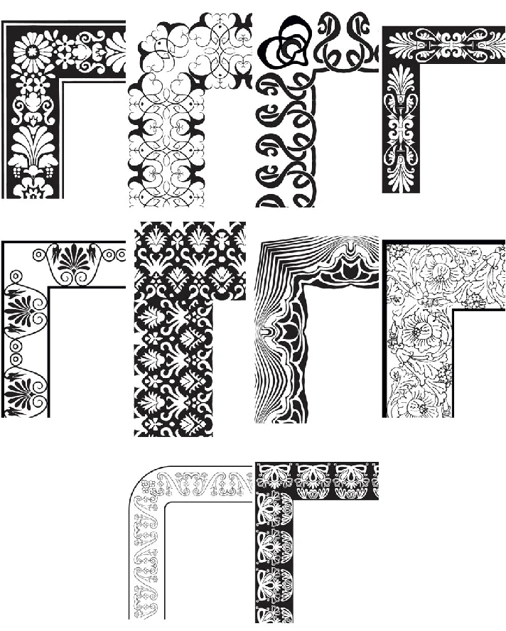 10 black-and-white vector frames for text