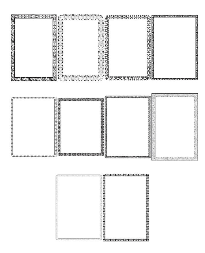 10 black-and-white vector frames for text