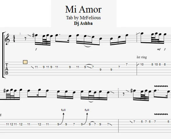 Dj Ashba - Mi Amor (tabs)