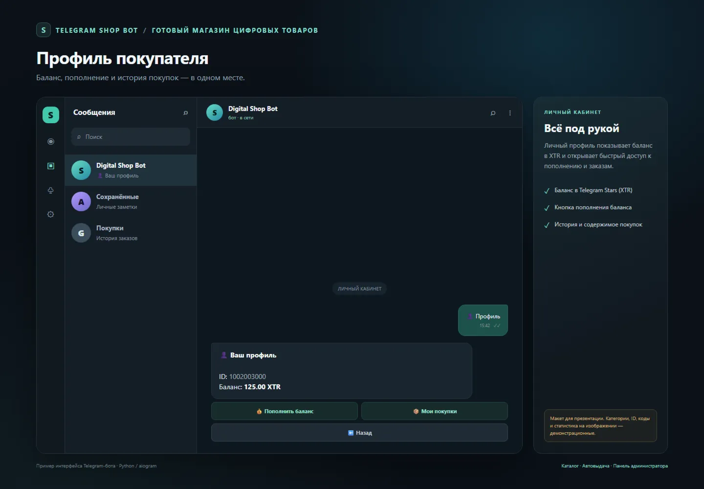 Telegram Shop Bot скрипт автопродаж автомагазина на Python