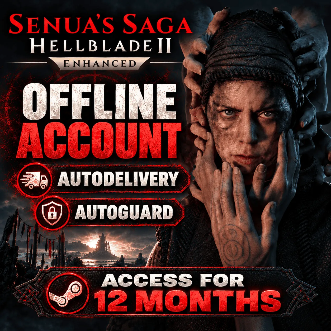 Senua's Saga: Hellblade II Steam Offline Account for 12 Months