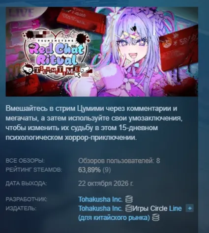Red Chat Ritual – TSUMIMI TIME つみみじかん ～狂オシイホド愛シテル～ АВТОДОСТАВКА STEAM GLOBAL ЛИЦЕНЗИЯ