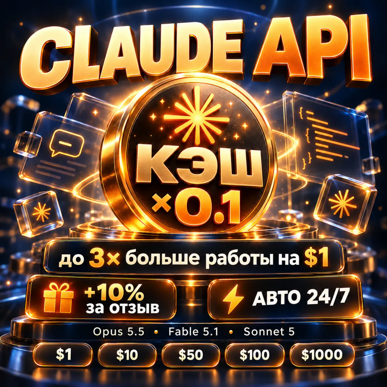 Claude API ключ | Opus 5.5 • Fable 5.1 • Sonnet 5 | Claude Code, Cursor | Авто 24/7