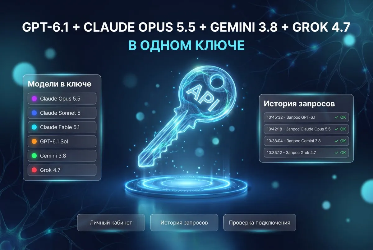 Claude 5.5 + GPT 6.1 + Grok 4.6 — 60M токенов ×1 | Кеш ×0.1 | 24/7