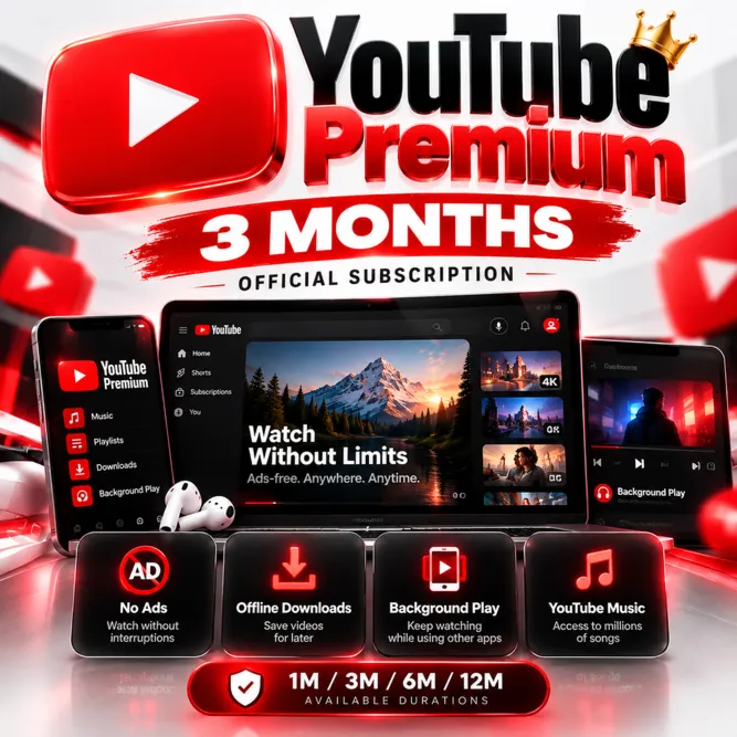YouTube Premium на 3 месяца — Официальный код активации | Индивидуальный план