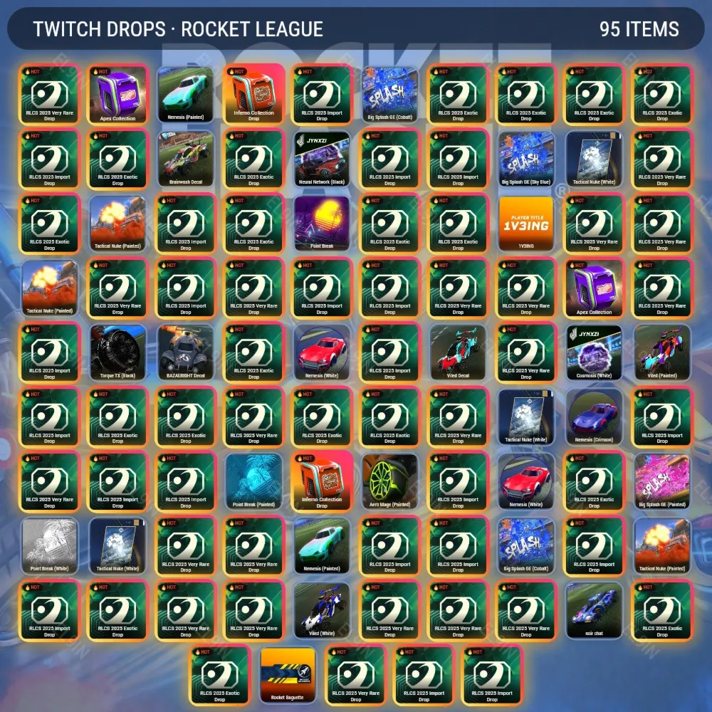 ✨Rocket League🌟Твич Дропсы🎯95 предметов + 🎁