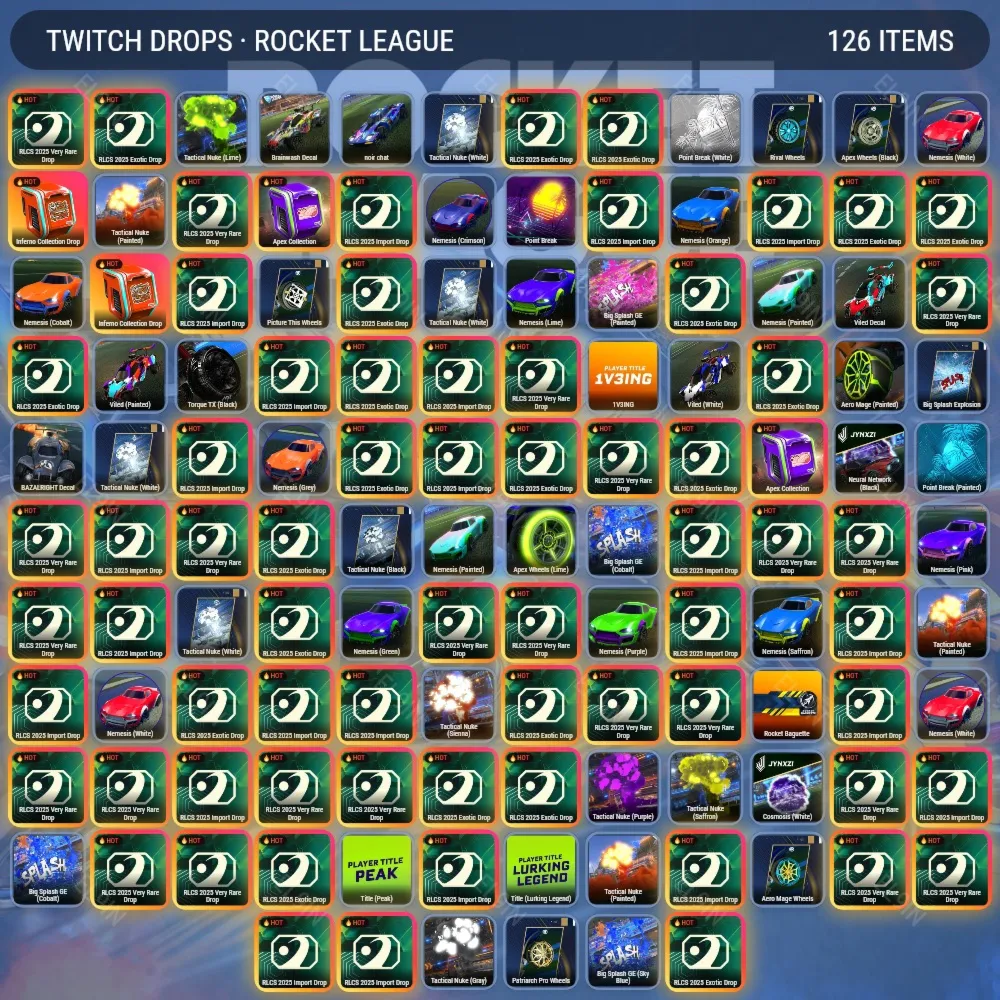 🌌Rocket League⚡Твич Дропсы✨126 предметов + 🎁