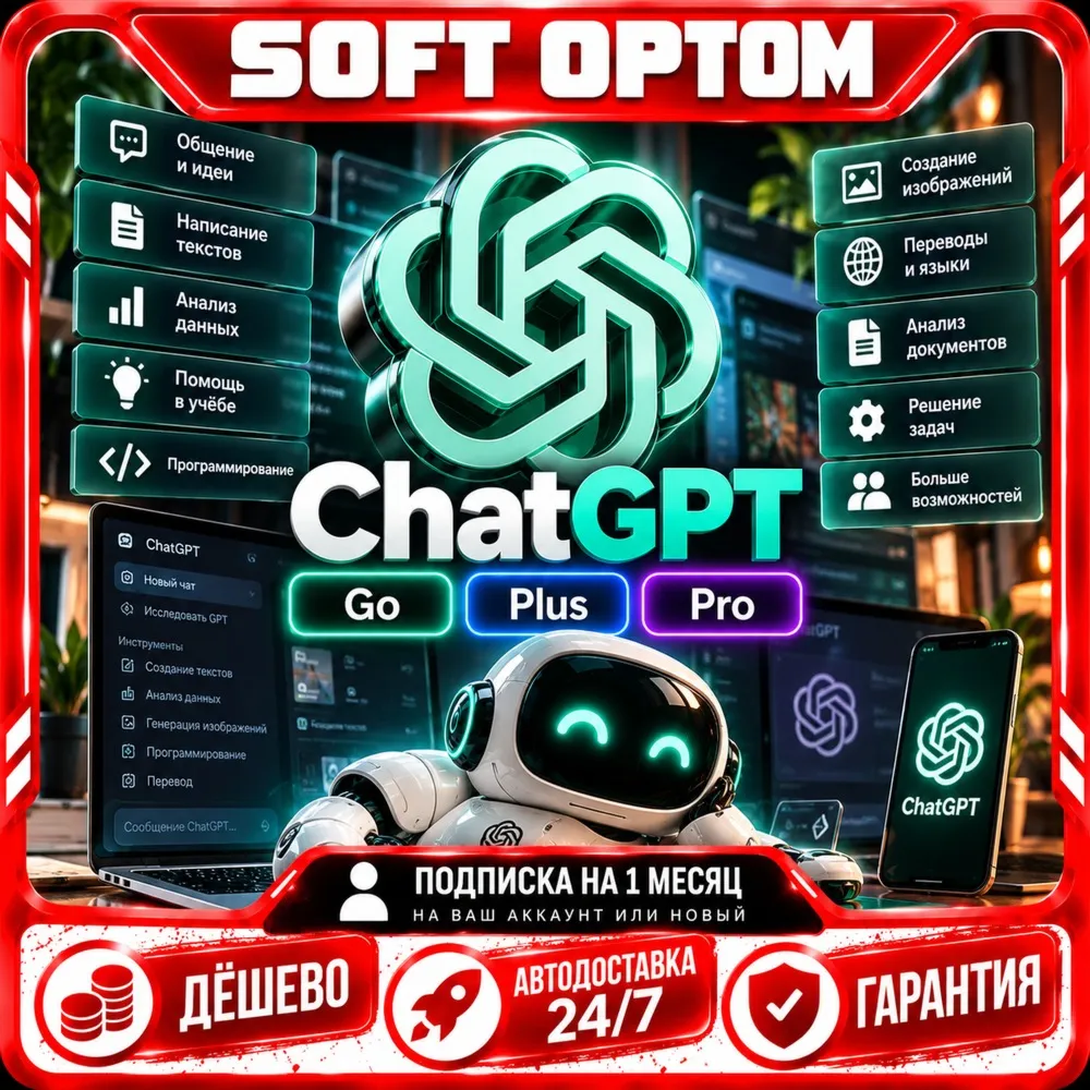 ChatGPT 5.4 PLUS | PRO | SORA | GO | PRO|БЫСТРО | ГАРАНТИЯ |БЕЗ ВХОДА