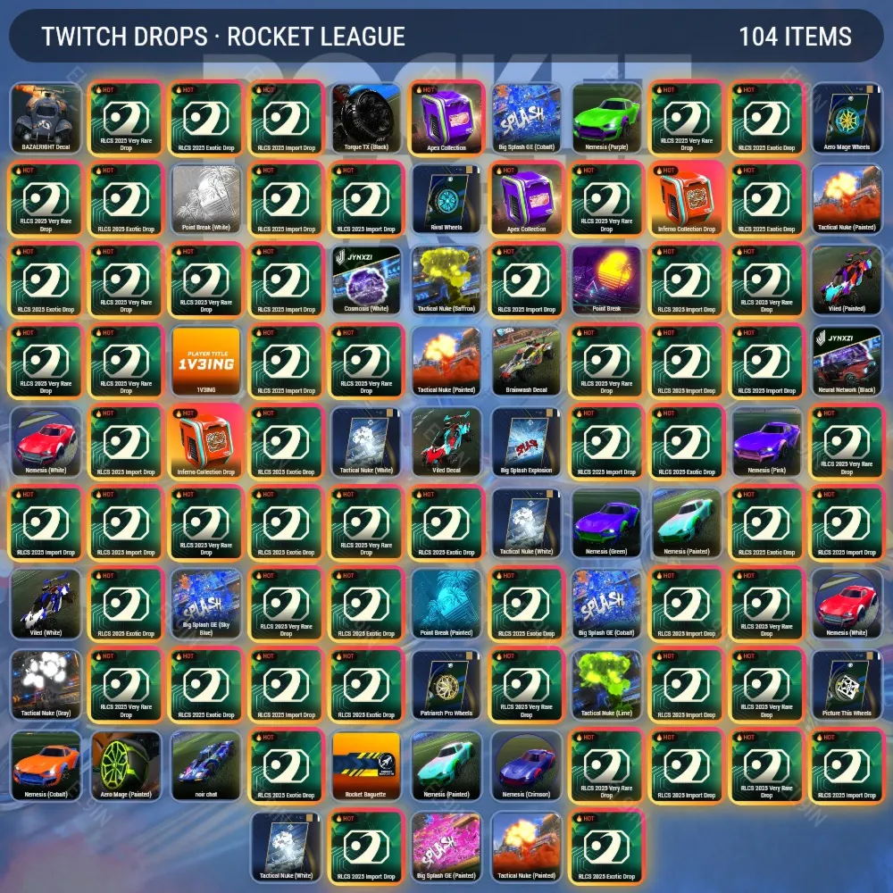 🥇Rocket League🎯Твич Дропсы🎉104 предметов + 🎁