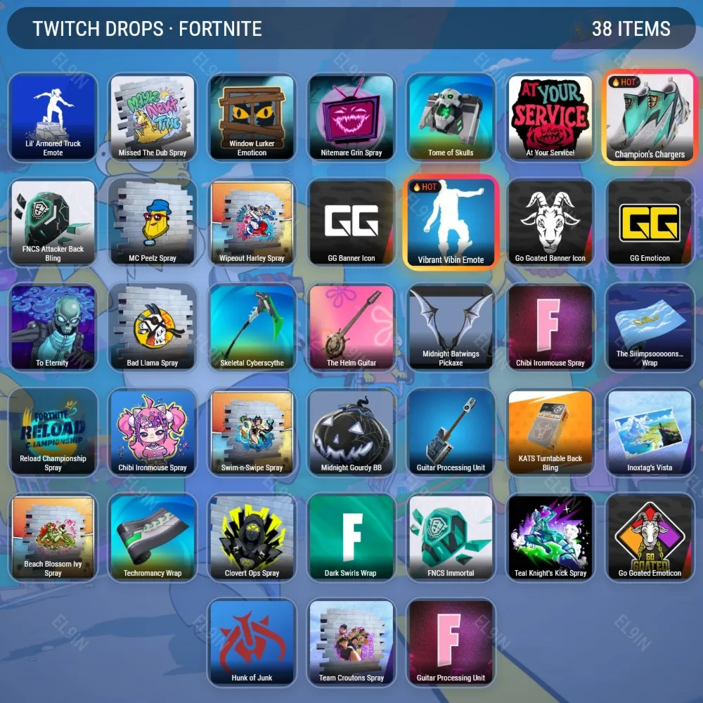 ⭐Fortnite🔥Твич Дропсы🎲38 предметов + 🎁