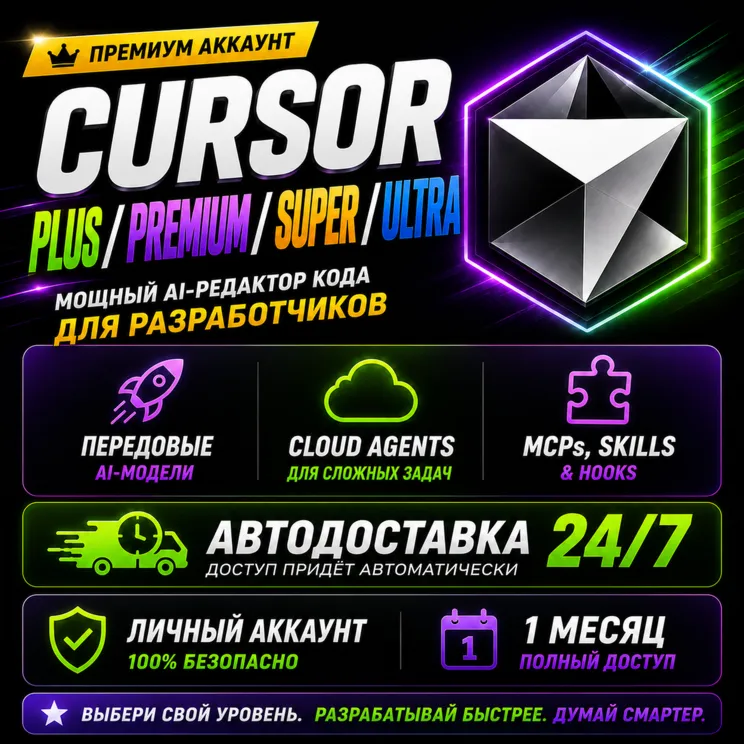 {АВТО 24/7} Cursor AI PLUS | PREMIUM | SUPER | ULTRA — Личный аккаунт