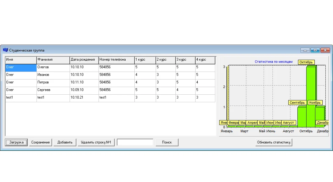 Приложение для курсовой  «Студенческая группа»