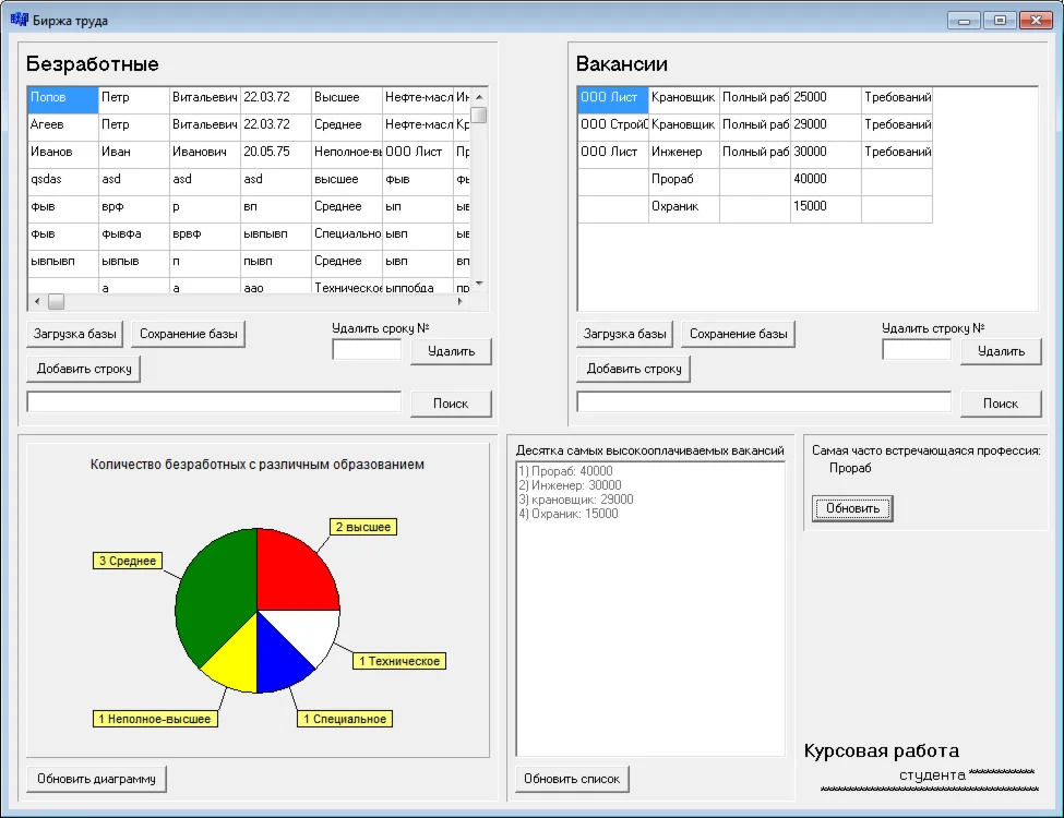 Приложение для курсовой «Биржа труда»