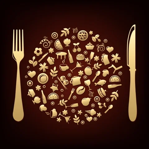 Векторное изображение значки в форме сферы с вилкой.