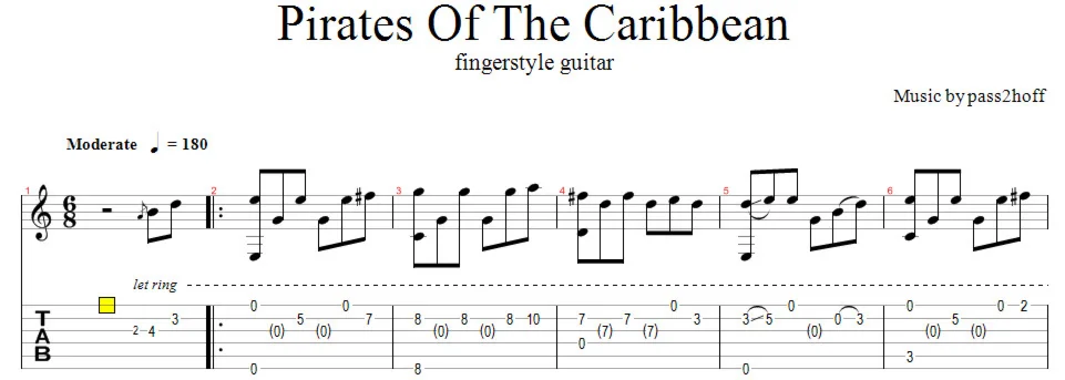 Pirates of the Caribbean - Fingerstyle Guitar