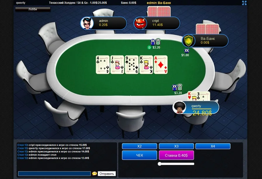 Скрипт онлайн игры Техасский Холдем