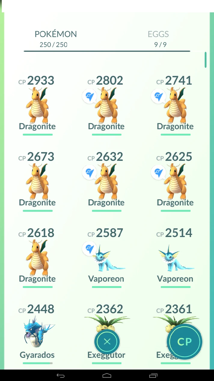 Pokemon Go 36, 2kk stardust, 680 coins. Dragonite x8