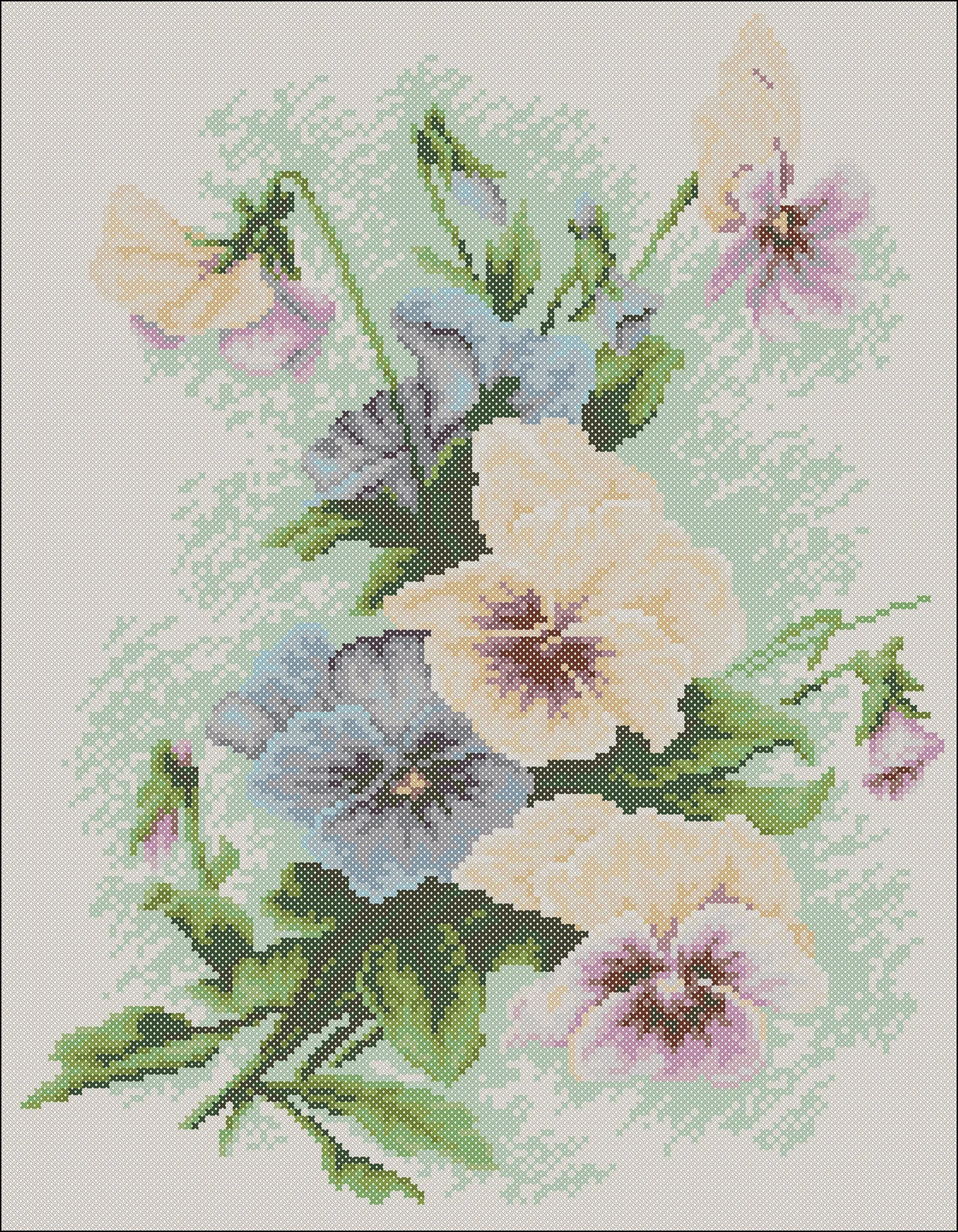 Схема для вышивания бисером Анютины глазки 001