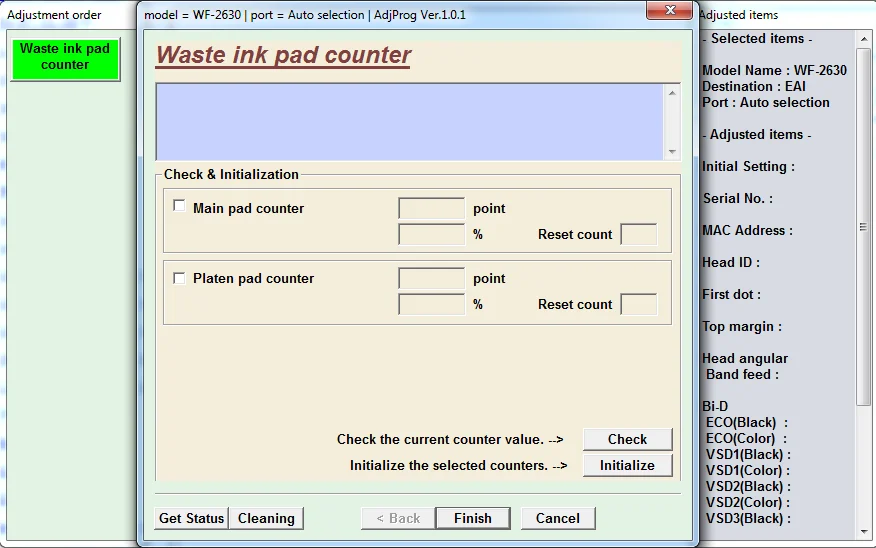 Adjustment program Epson WorkForce WF-2630