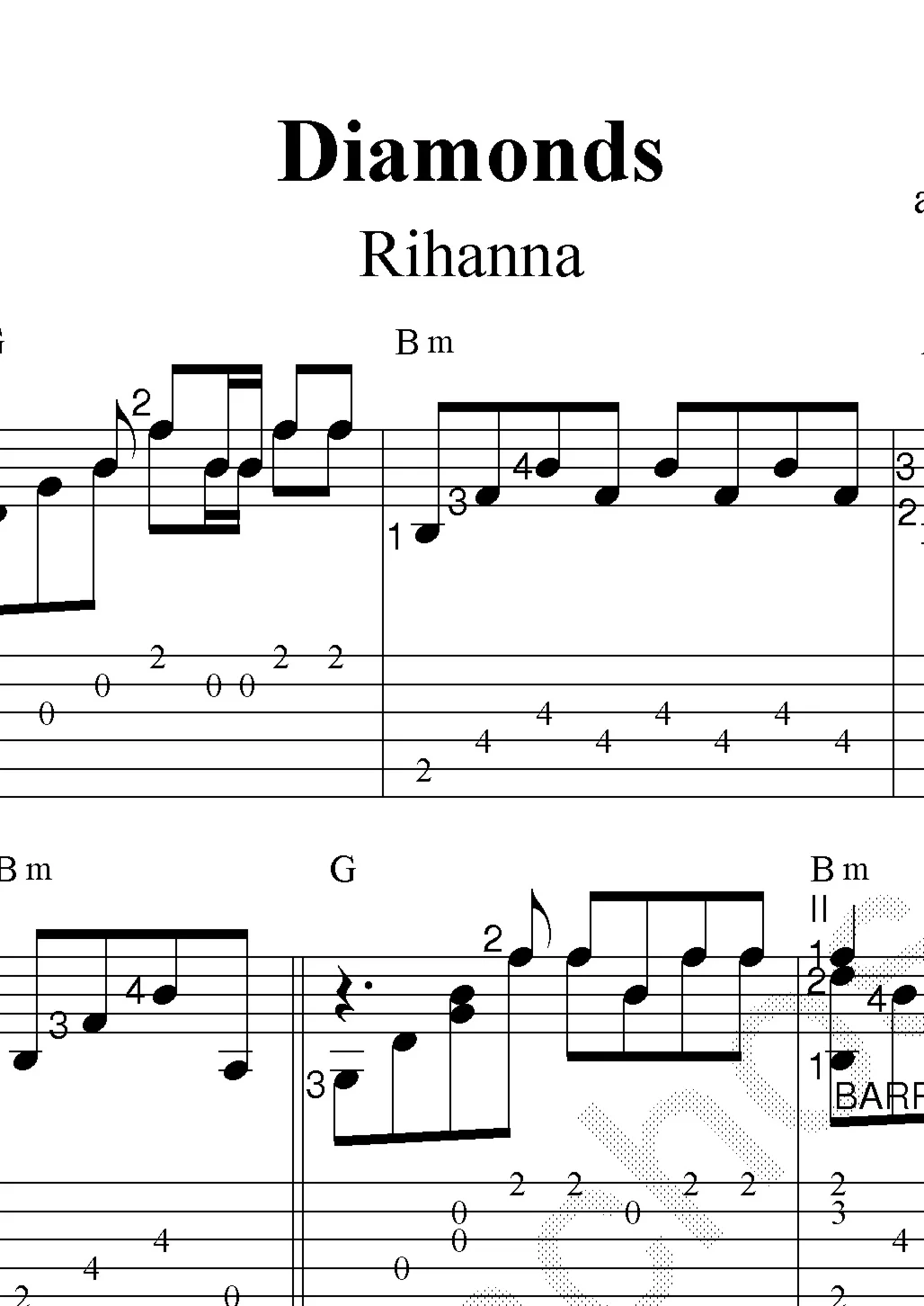Diamonds (Rihanna). Ноты и табы для гитары
