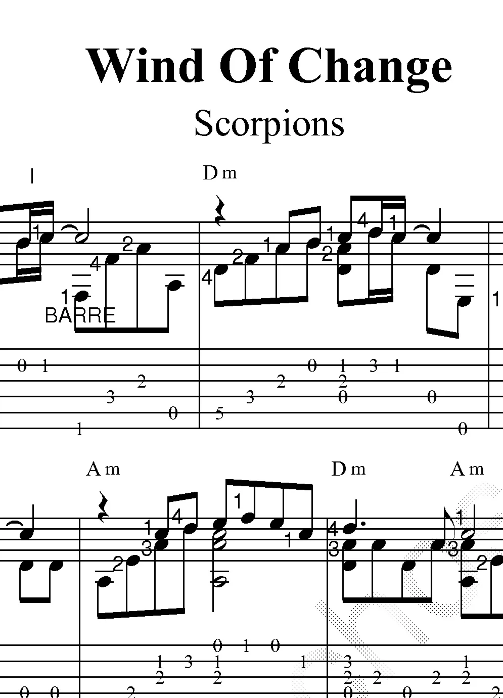 Wind Of Change (Scorpions). Ноты и табы для гитары