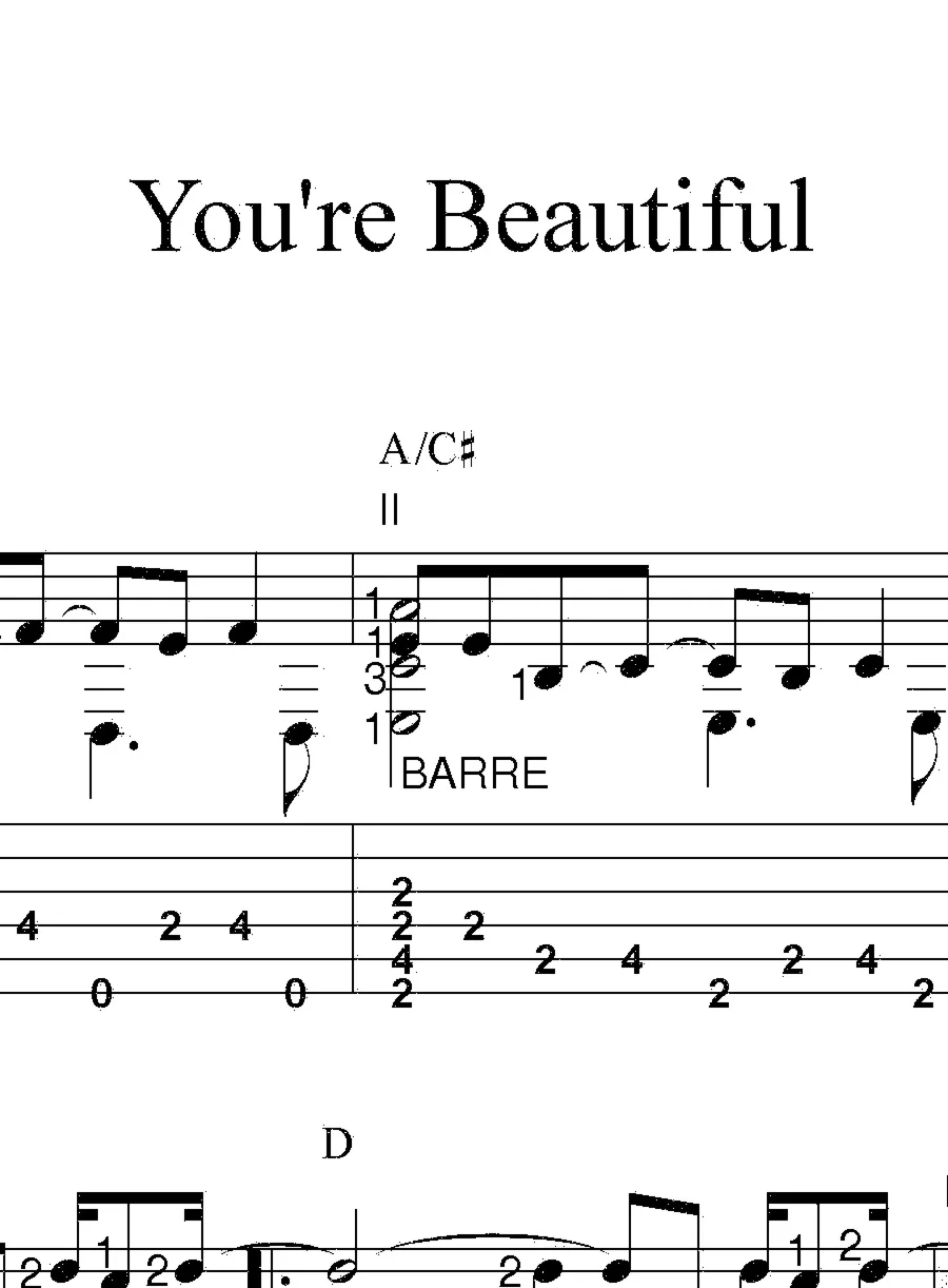 You're Beautiful. Ноты и табы для гитары