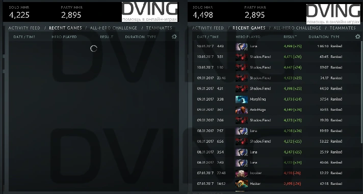 Dota 2 SOLO/TEAM rankings from 3000 to 4500