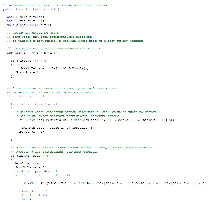 Gomory method. sources. C#.